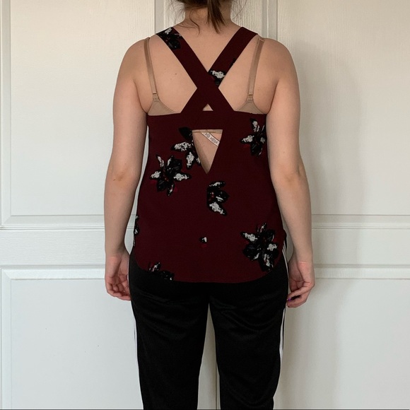 Burgundy floral tank top - Picture 5 of 5